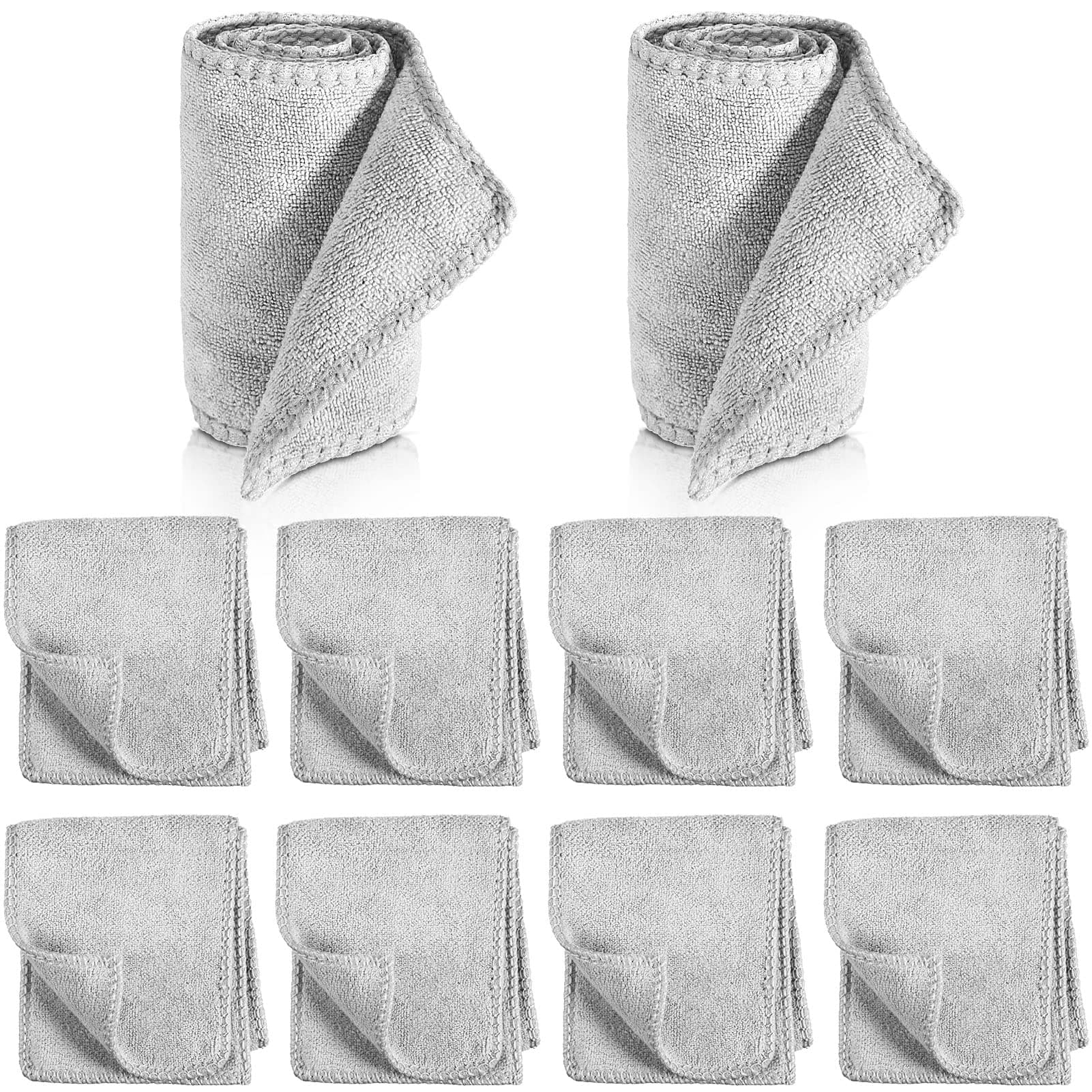 10 Pcs Shine Shoes Cloth Kit Polish Dauber Applicators Cleaning Leather Shoes Boots Care Cloths Suede Cleaner(10 Pcs Shoe Cleaning Cloths) Grey