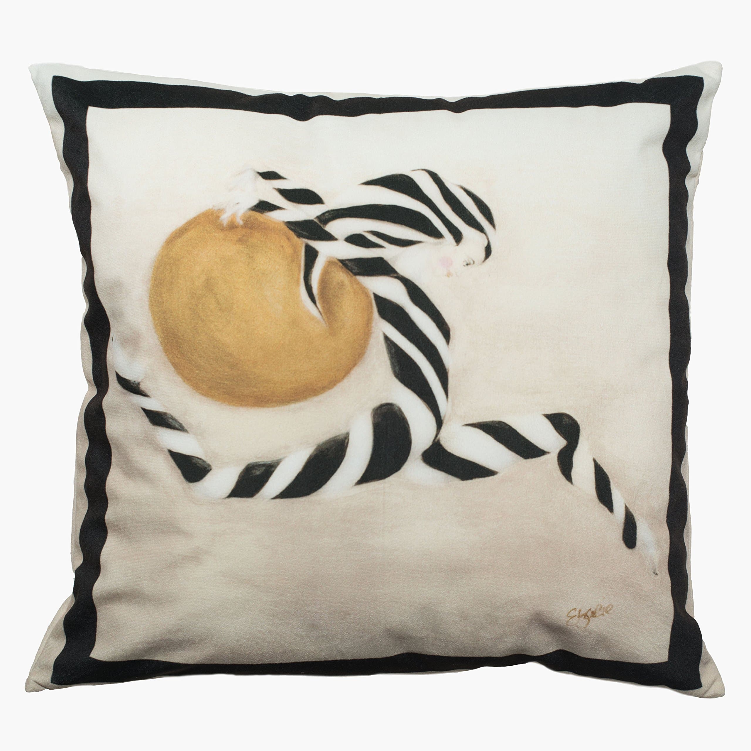 E.Yarie Designs- Fine Art Decorative Throw Pillow Covers - 18X18- Six different designs- Short soft plush polyester material (ENIV Ivory Border)