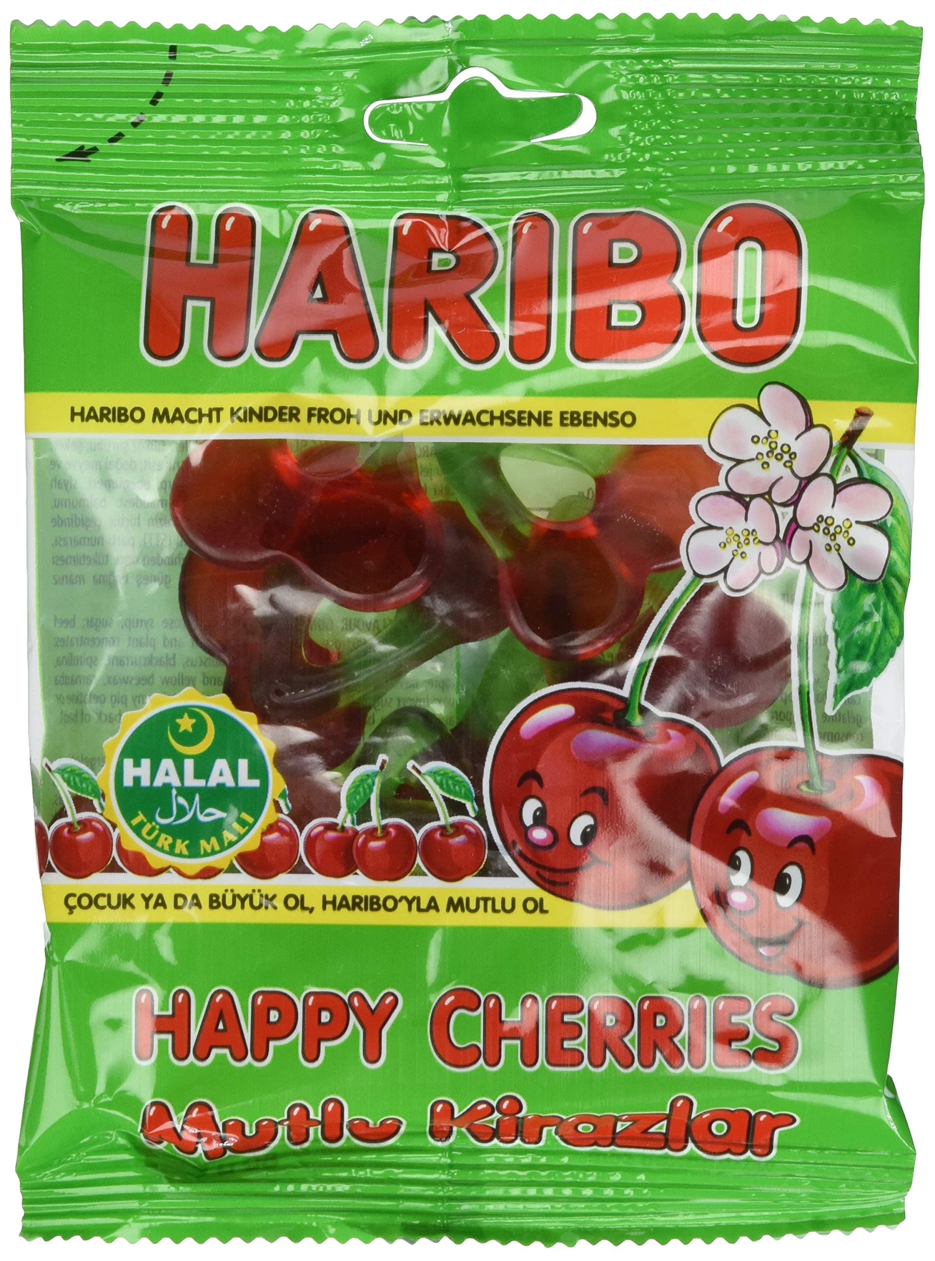 HARIBOHalal Sweets Happy Cherries, 80g, pack of 24 (1.9kg bulk halal sweets)