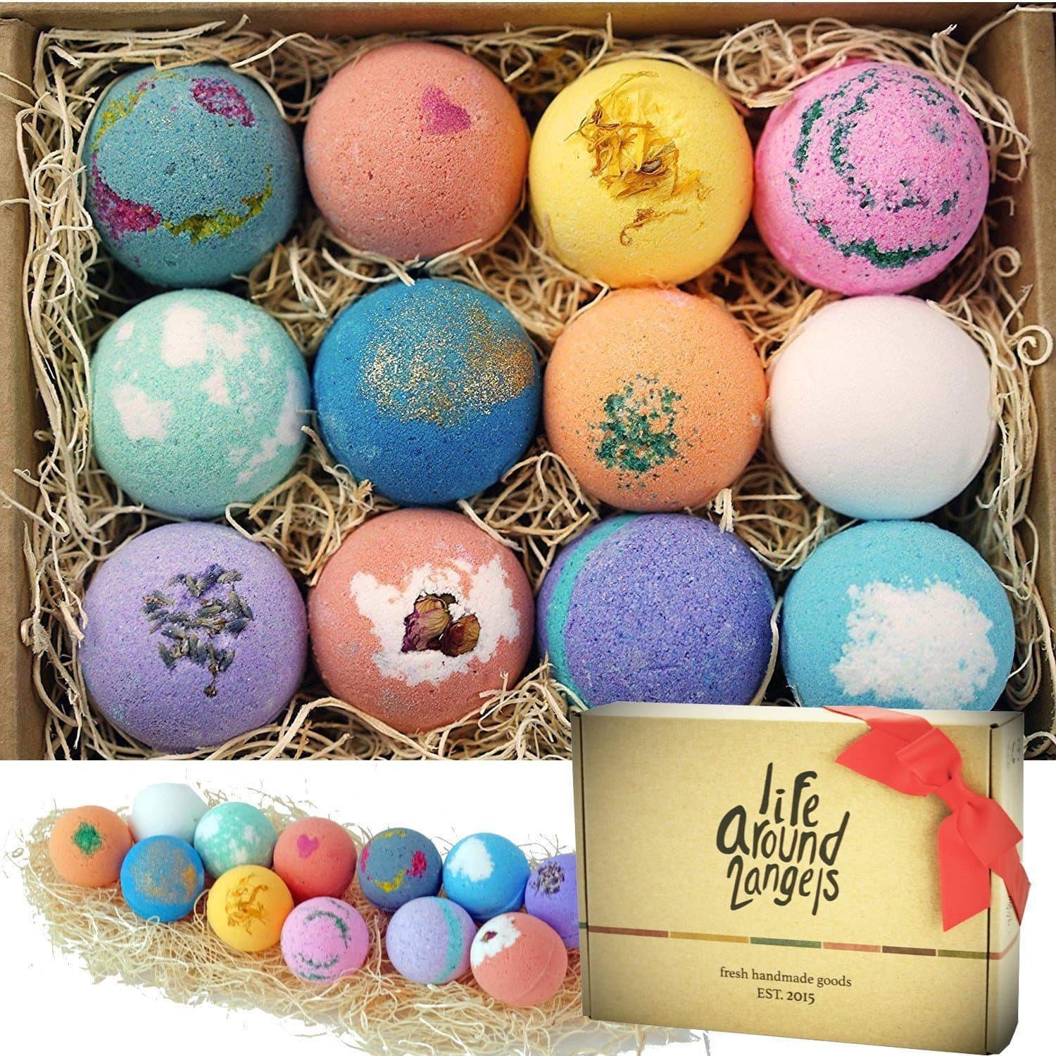 Bath Bombs Gift Set 12 USA made Fizzies, Shea & Coco Butter Dry Skin Moisturize, Perfect for Bubble & Spa Bath. Handmade Birthday Mothers day Gifts idea For Her/Him, wife, girlfriend