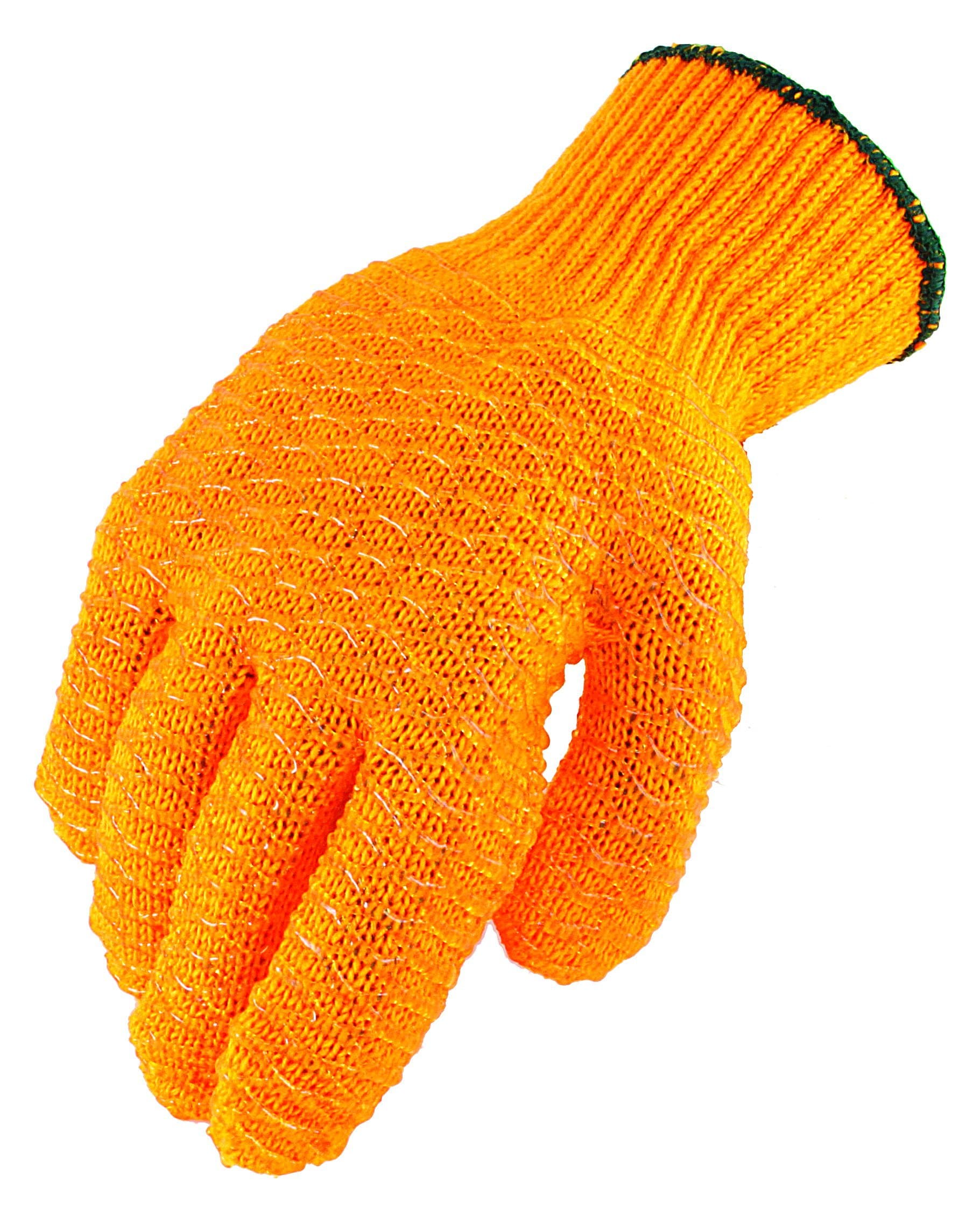 Criss-Cross Tacky Grip Coated String Knit Gloves Orange 1070, Large, Set of 12
