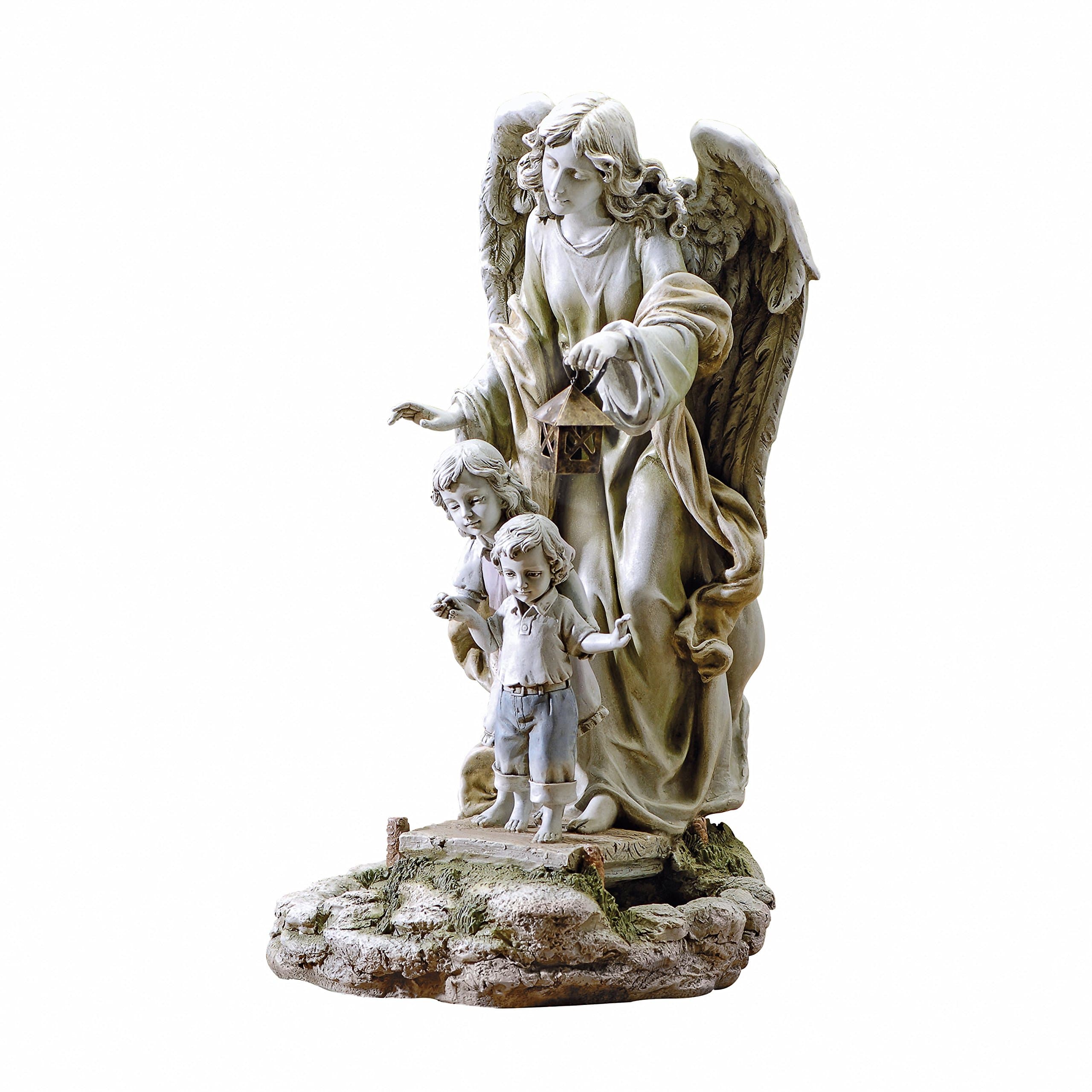 Joseph's Studio by Roman Inc, Solar Guardian Angel, Garden Collection, Religious Statue, Holy Family, Memorial, Angel, Patron Saint, Garden Décor (20x11x11)