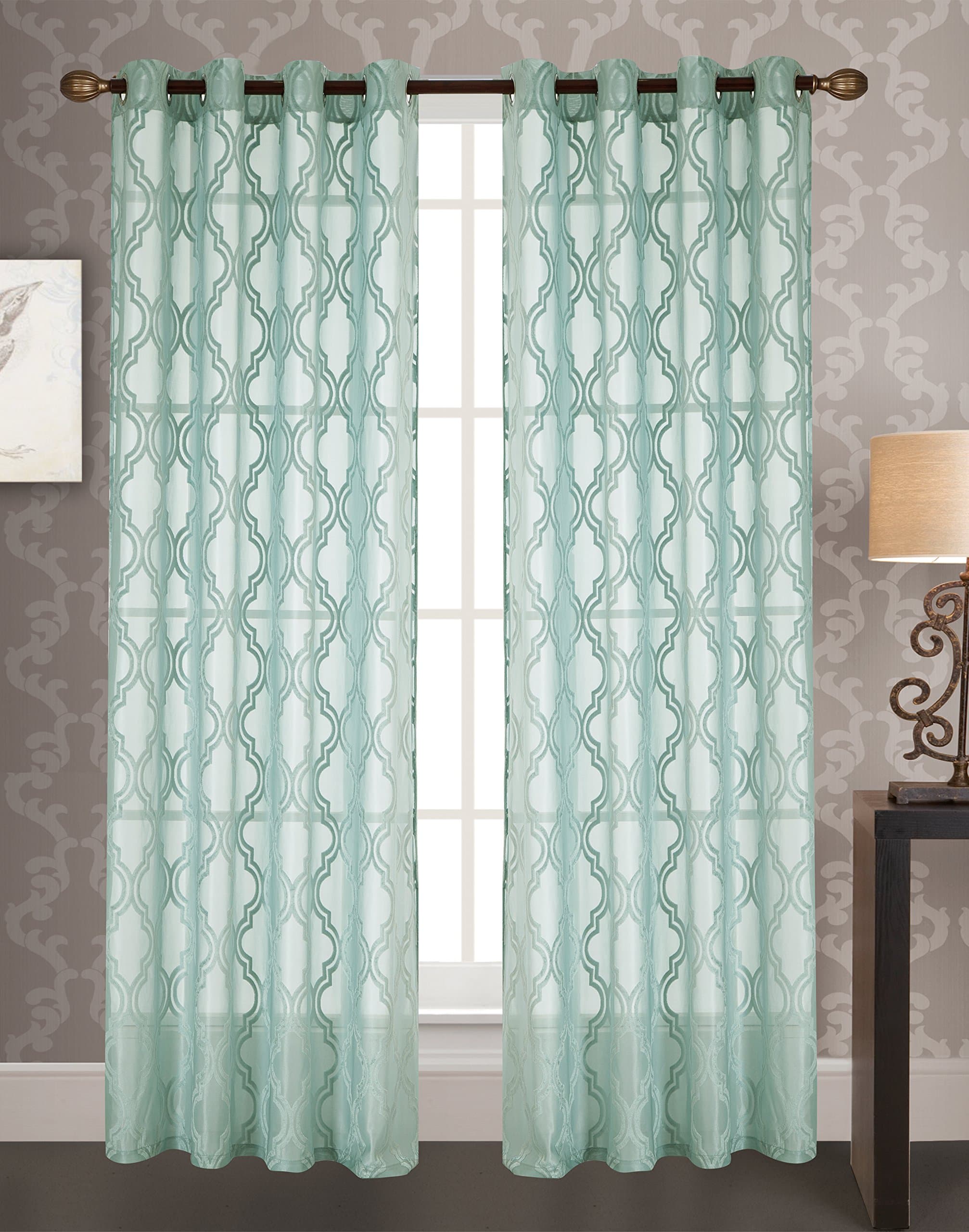 Knox Jacquard 54 x 84 in. Grommet Curtain Panel, Aqua