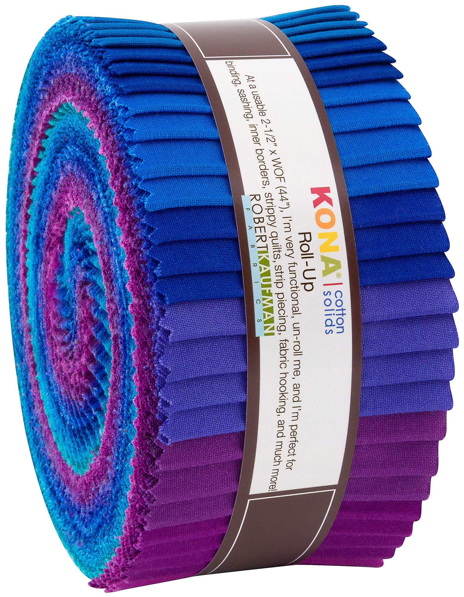 Kona Cotton Solids Peacock Roll Up 40 2.5-inch Strips Jelly Roll Robert Kaufman Fabrics RU-770-40