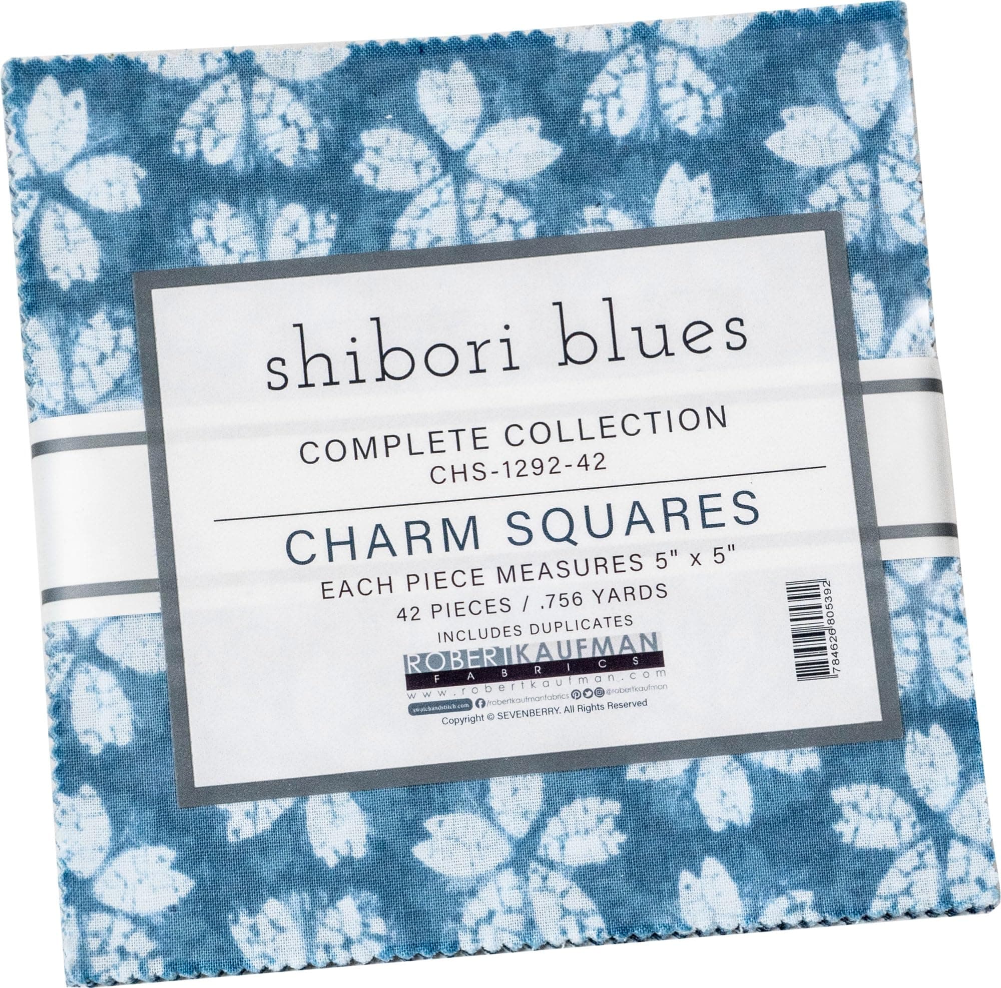 Robert Kaufman Sevenberry Shibori Blues 2024 Charm Square 42 5-inch Squares Charm Pack CHS-1292-42