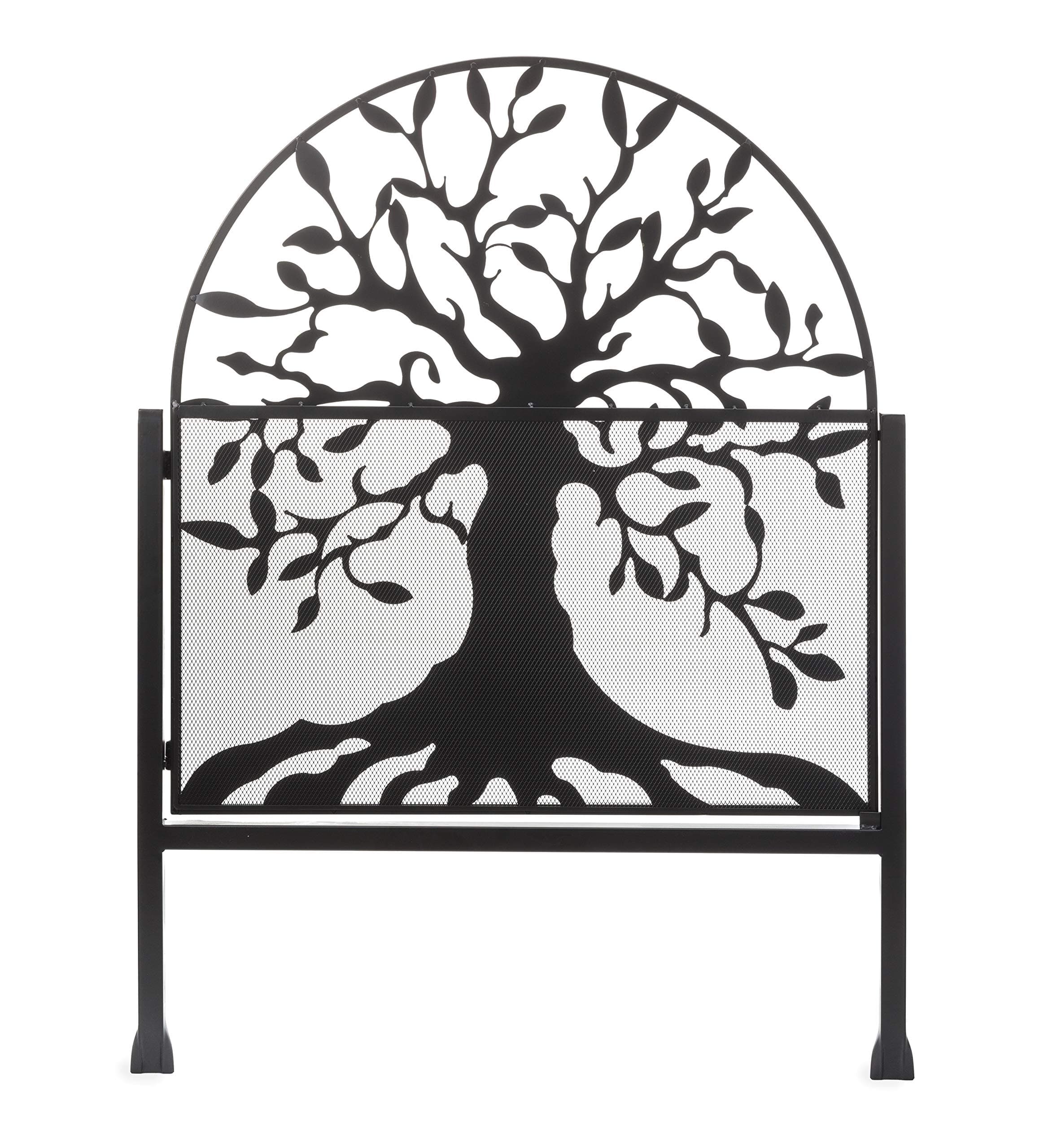Plow & Hearth Arched Metal Garden Gate with Symbolic Tree of Life Design, Weather-Resistant Matte Black Powder-Coat Finish and Burnished Bronze Highlights, 36" W x 1¼"D x 36" H