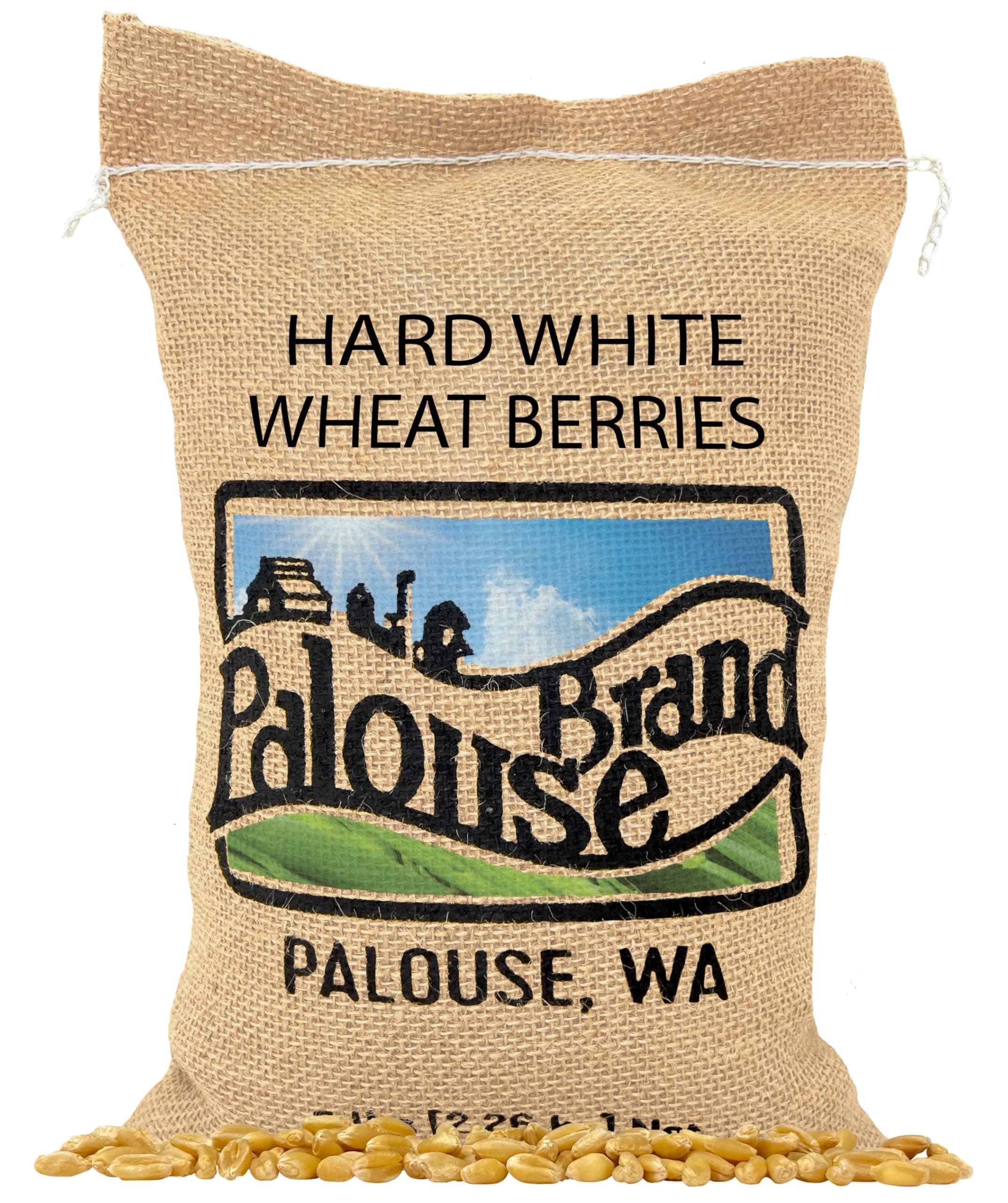 Palouse Brand Hard White Wheat Berries ? 100% Desiccant Free ? 5 lbs ? Non-GMO Project Verified ? Kosher Parve ? USA Grown ? Field Traced ? Burlap Bag