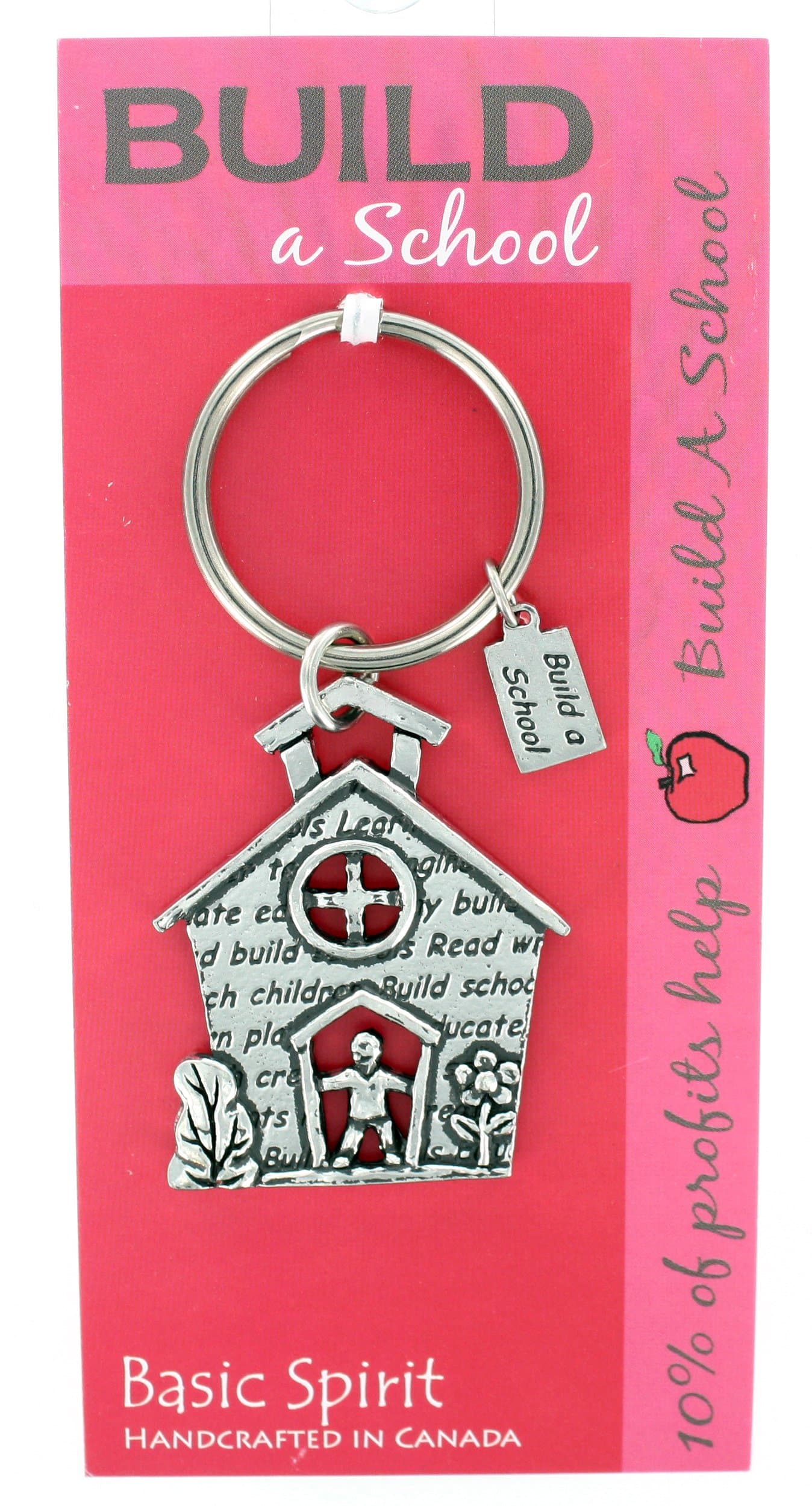 Global Giving Build A School Hand Crafted Pewter Keychain - Teacher Appreciation Gift (School House)