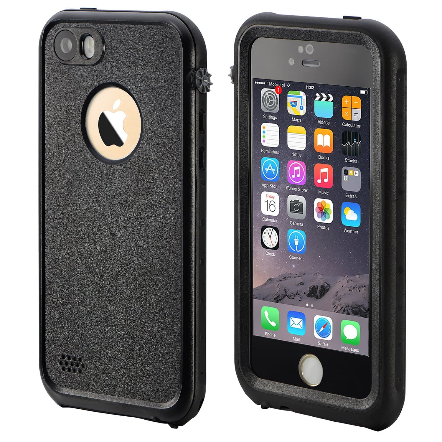 Waterproof iPhone 5S Case, eFond Waterproof iPhone SE Case IP68 Certified Shockproof Durable Slim Fit Full-Sealed Hard Cover with Touch ID Snow Dust Dirty Proof Case for iPhone 5 5S SE [Black]