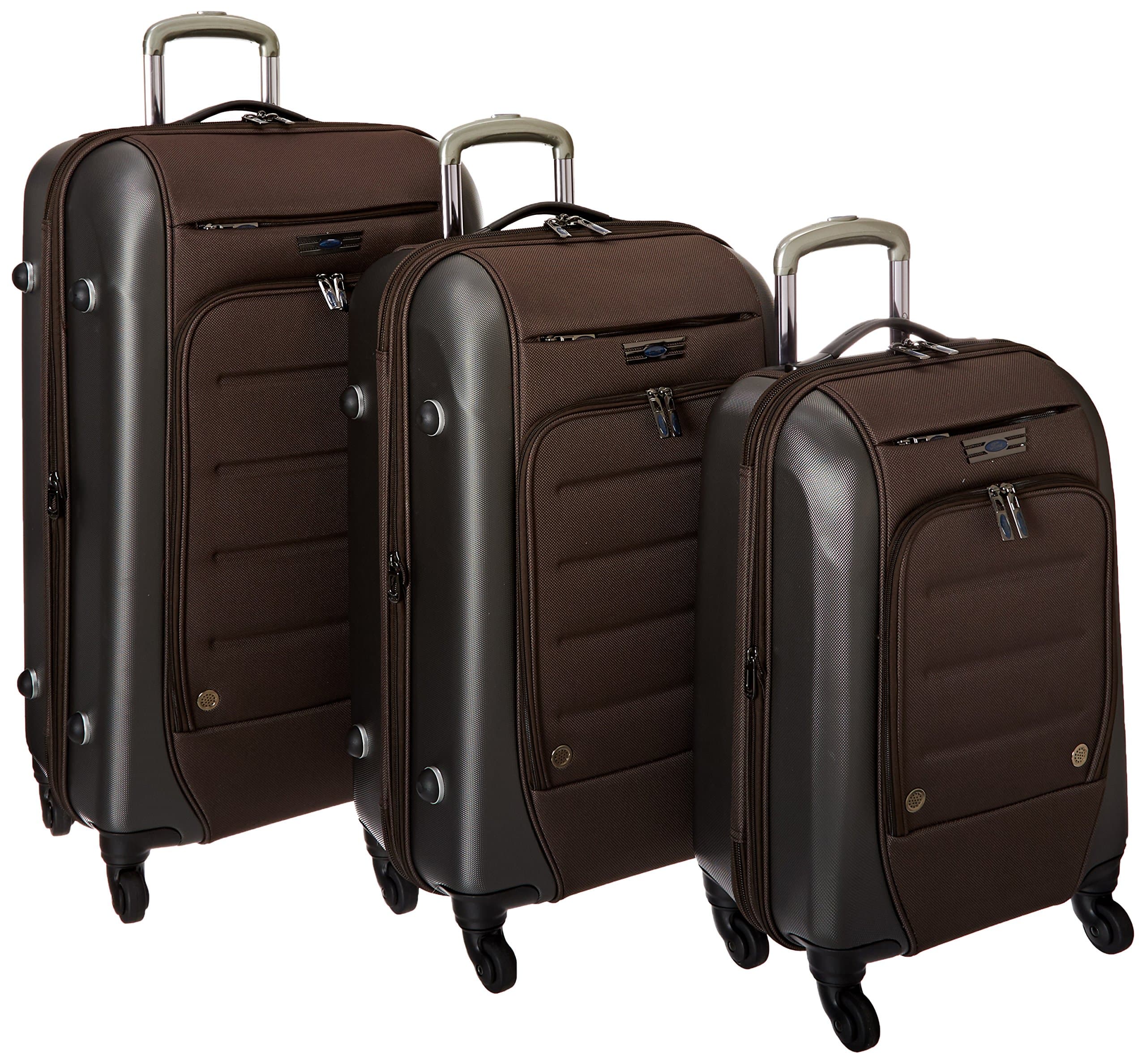 Ford by Travelers Club Flex Series Expandable Hybrid Spinner Luggage, Brown, 3-Piece Set