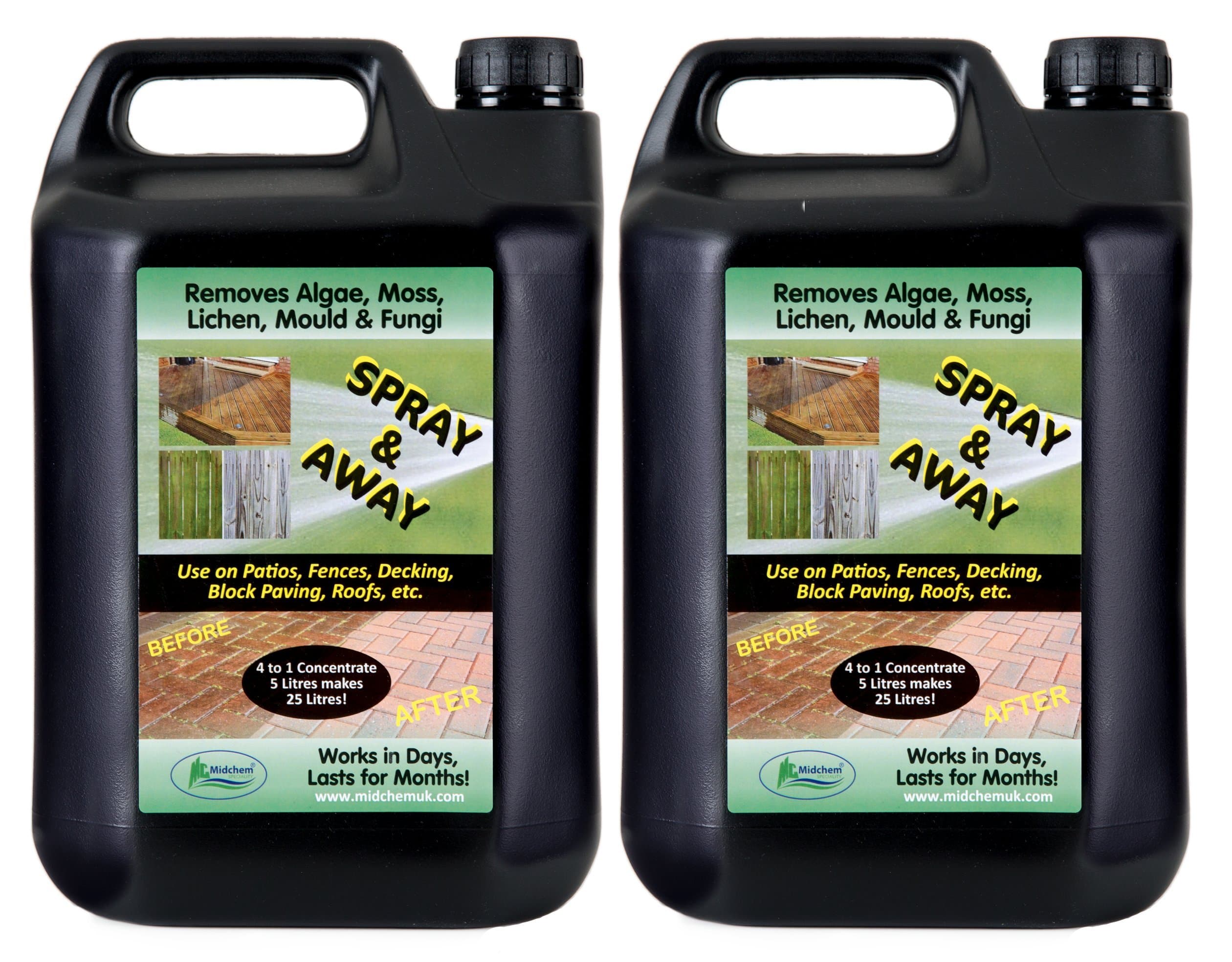 Midchem Speciality Black Spot Lichen Remover 2 x 5 Ltr Sandstone, Natural Stone, Drive & Patio Cleaner
