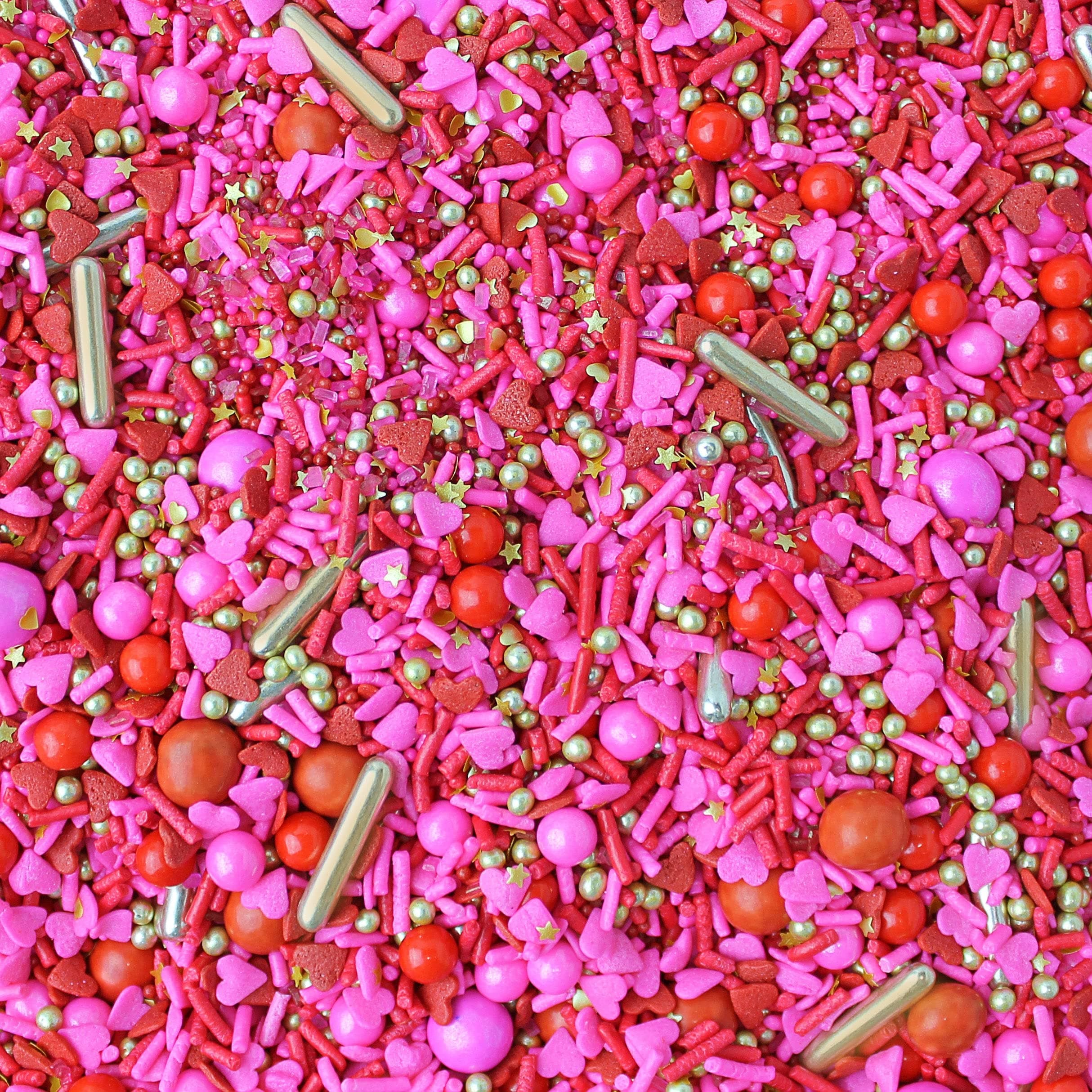 Red Pink Colorful Sprinkles| Hearts Desire Sprinkles Mix| Girl Birthday Sprinkles| Mothers Day Red Pink Hearts Confetti| Ice Cream Candy Valentine Sprinkles| Cake Cupcake Cookie| Gold dragees, 4oz