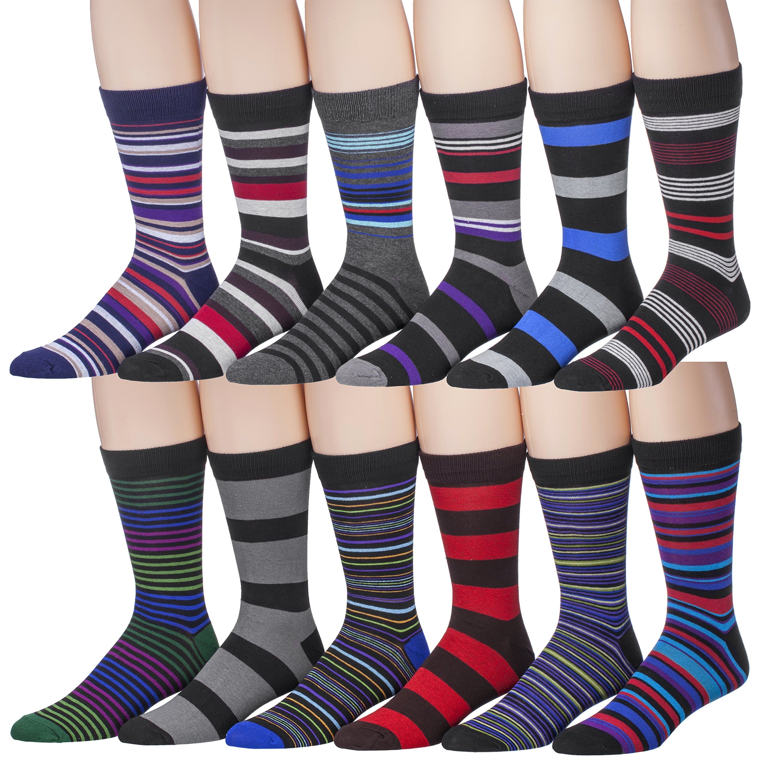 Men's Pattern Dress Socks Blend Colorful 12 Designes Size 10-13 (12 Pair) 2700