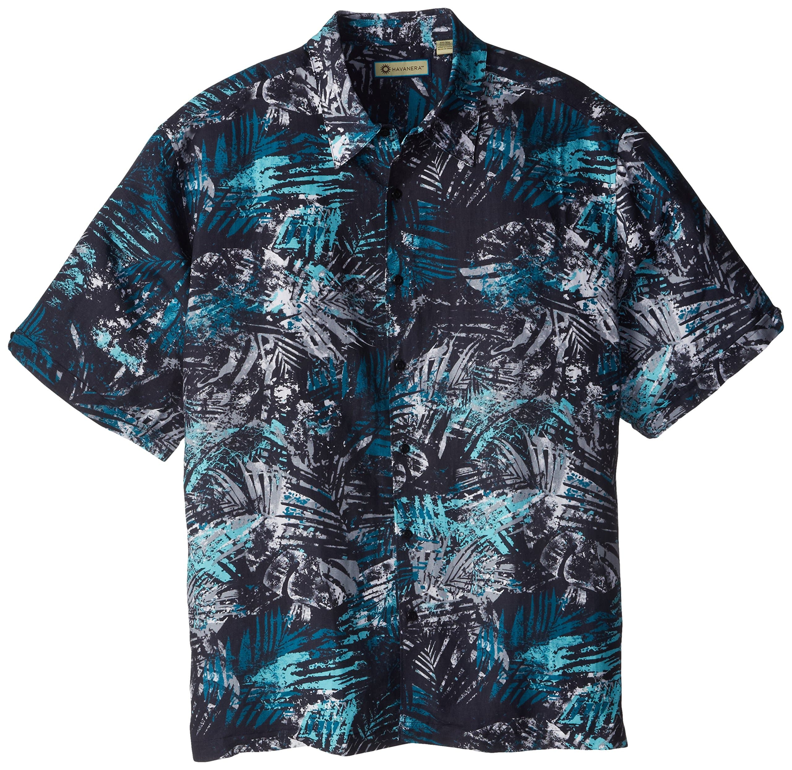 Men's Big-Tall Short Sleeve All Over Leaf Print Shirt