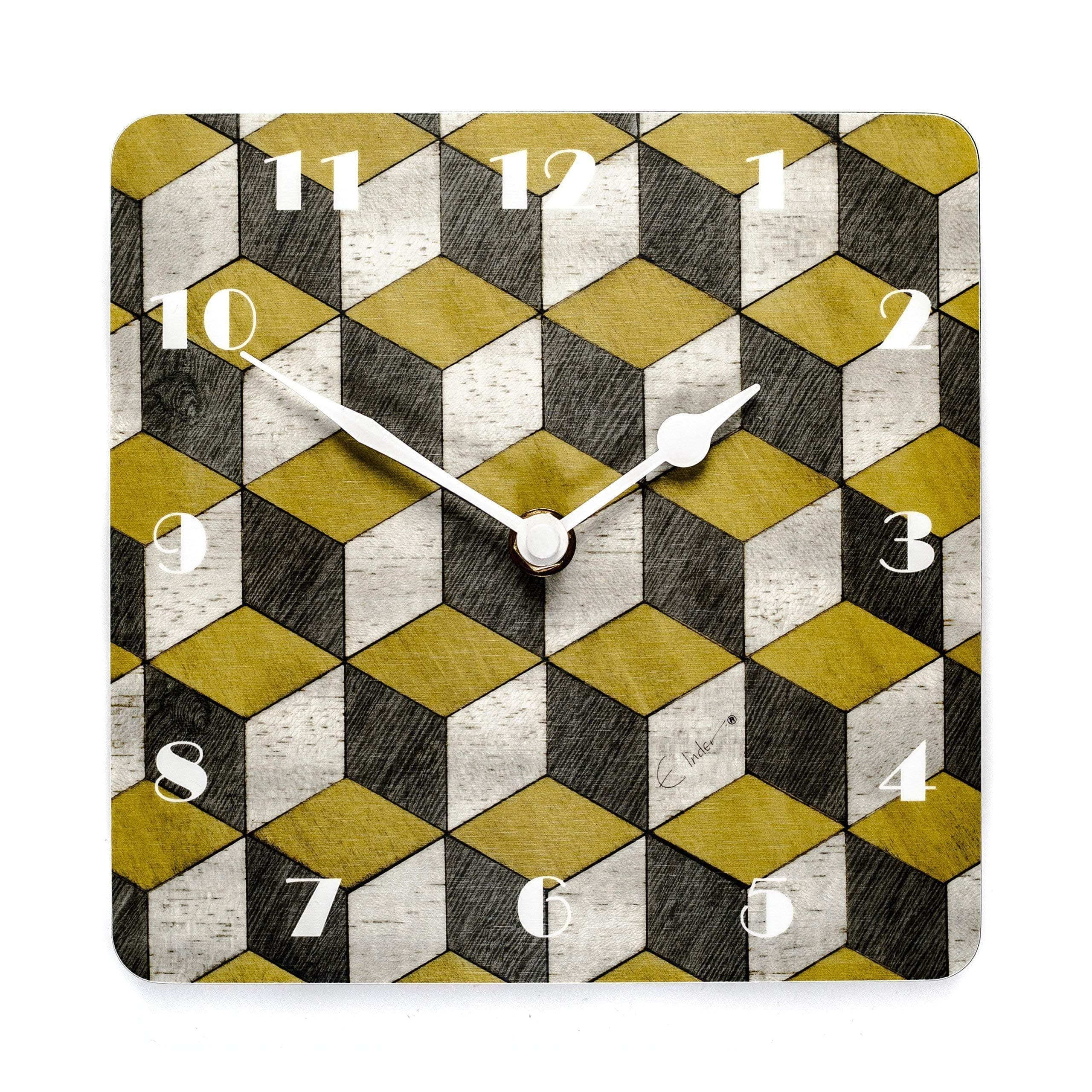 Wall Clock Melamine 2 sizes E Inder Designs Made in UK