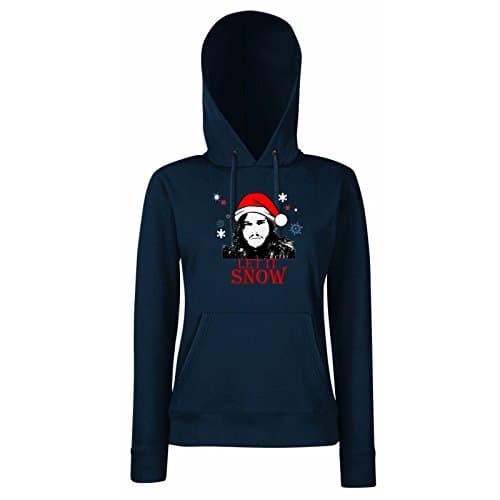 Women Printed Funny Hoodies-Let it Snow-Xmas Santa Jon Snow-Game of Thrones tee