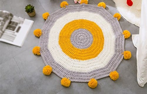 YXHZ® Nordic Mats Woolen Blankets Round Small Mat Knitting Mats Floating Window Mats Light Blue 80 * 80CM Non-slip ( Color : #1 )