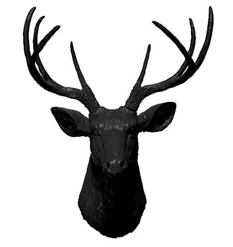 Faux Taxidermy Studio Black 8 Point Deer Head | Faux Taxidermy | Black 8 Point Resin Deer Head Black, 20.5