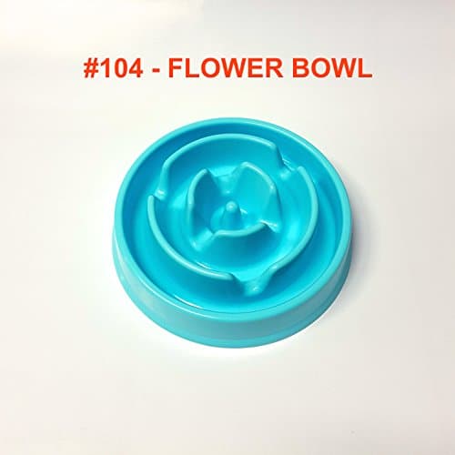 Alpha Dog Series Fun Feeder Slow Feeder Interactive Bloat Stop Dog Bowl, 104 - Flower, Teal Blue