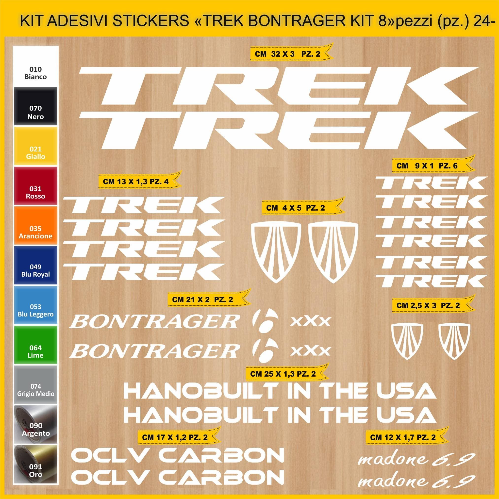 Kit Stickers Cycle bicycles TREK BONTRAGER_ KIT 8-24 pieces- Cod.0903