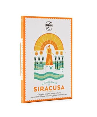 Sabadi Organic Chocolate of Italy Siracusa w/Lemon Zest & Mint Leaves 60% | 1 x 50g Choclate Bar