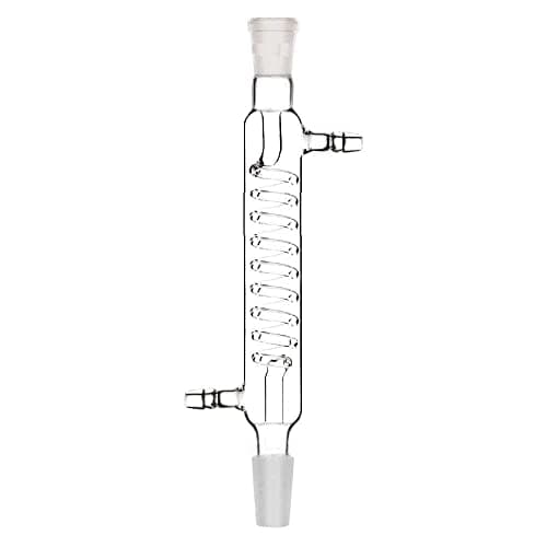 Borosilicate Glass Coil Condenser with 24/29 Joint Jacket Length - 200 mm || Coil Condenser | Condernsor For Distillation Assembly ||