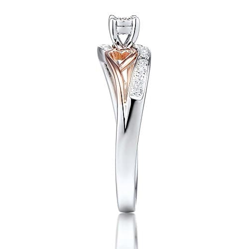 Diamond Promise Ring in 10k Rose Gold and Sterling Silver 1/10 cttw