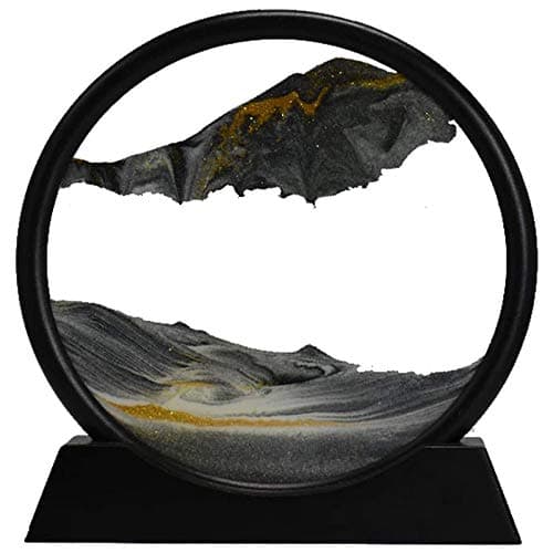 Cavis Moving Sand Art Picture Round Glass 3D Deep Sea Sandscape in Motion Display Flowing Sand Frame(7inch)