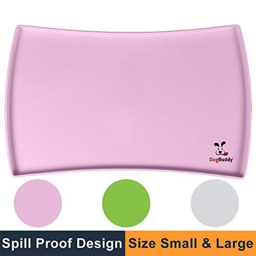 DogBuddy New Dog Food Mat, Small (19x12) or Large (24x16), Non Slip Dog Food Tray, FDA Silicone Dog Placemat, Washable Pet Food Mat, Waterproof Pet Dog Feeding Mat, Dog Food Mats for Floors, Lavender