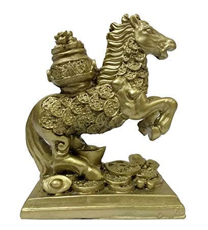 Feng Shui Money Pot on Wealth Horse Showpiece Standard, 1 Piece