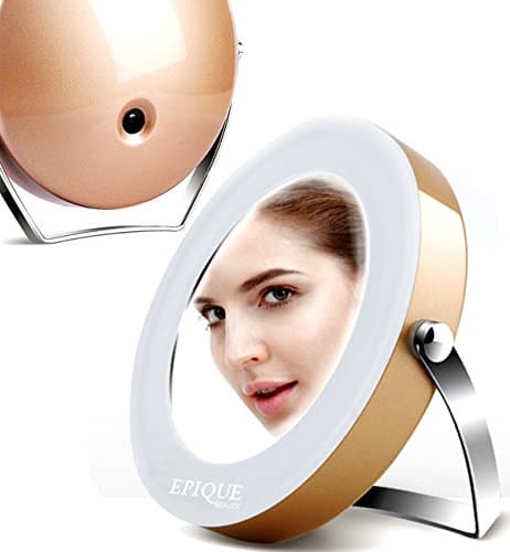 Epique Beauty LED Magnifying Small Makeup Mirror Lighted Compact Portable Perfect For Travel