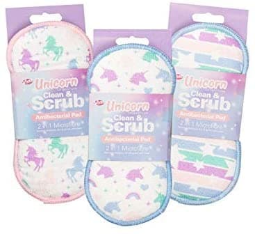 Vivid Clean & Scrub Microfibre 2 in 1 Antibacterial Pad - Unicorn & Stars Design Pack of 3