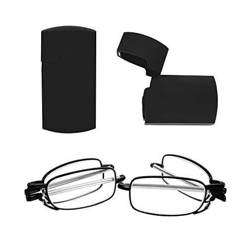 JuHaoTrade 2 Pairs Foldable Reading Glasses Metal Frame Presbyopic Eyeglasses for Men and Women w/ Case,2.0x