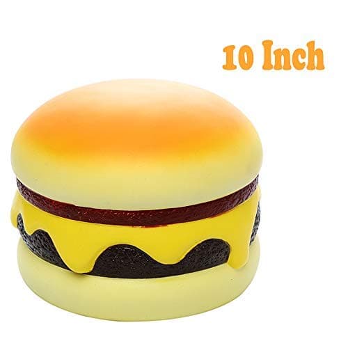 Sinofun 10 Inch Hamburger Giant Squishy Package, Jumbo Cream Scented Food Soft Squishies, Slow Rising Squeeze Toys, Stress Relief Gift for Boys/Girls/Kids/Adults