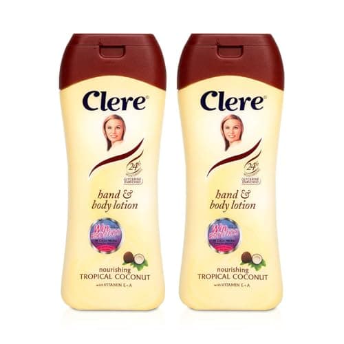 CLERE Hand and Body Lotion, Nourishing Tropical Coconut With Glycerine and Vitamin E & A 400 ml (Pack of 2)
