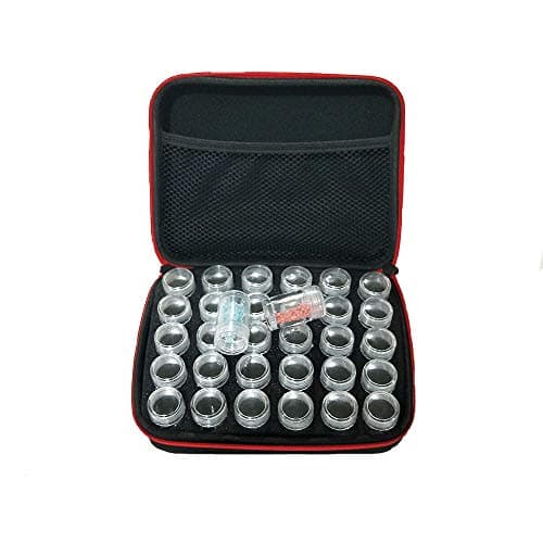 30 Bottles Diamond Painting Box Container Storage Full Square Tote Bag Holder Storage Handbag Zipper Design Shockproof(Random Selection of Colors,Size 8.8x7x2.6inch)