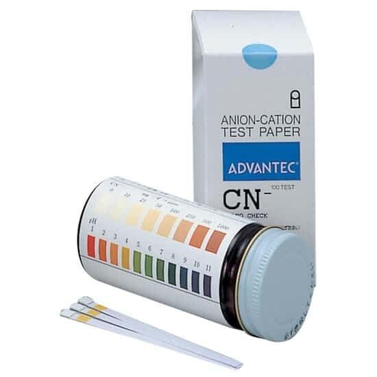 Advantec 07030100 Test Strips, Cyanogen Check (Cyanide Cn-), 0 to 1000 ppm; 100 Strips/Pk