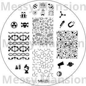 MESSY MANSION MM25 Nail Art Stamping Plate - Science Theme