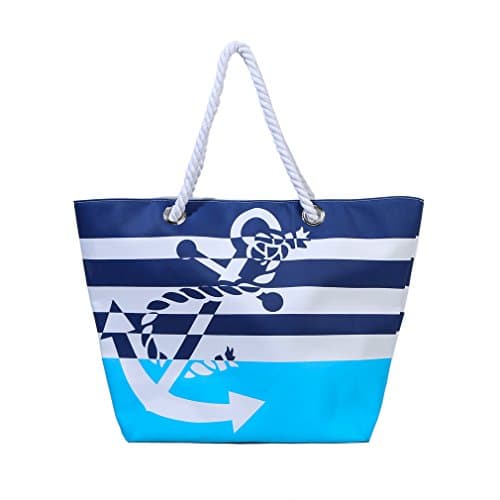 Waterproof Beach Bag Extra Large Summer Tote/Top Magnet Clasp Bag With Cotton Rope Handles
