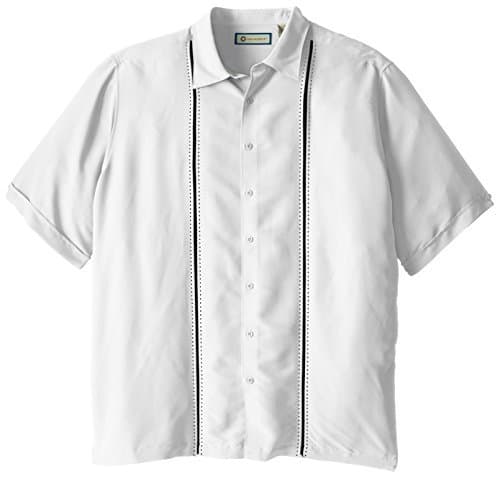 Havanera Men's Big-Tall Short Sleeve Point Collar Pickstitch Panels Shirt