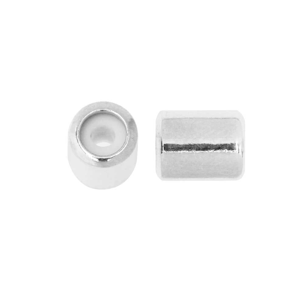 Beadaholique Adjustable Slider Clasp, Tube with Silicone Center 5.5x6.8mm, 4 Pieces, Silver Tone