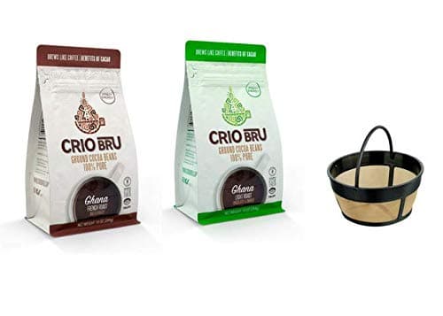 Starter Kit w/ Coffee Filter (2 10oz Bags + Coffee Filter) | Natural Healthy Brewed Cacao Drink | Great Substitute to Herbal Tea and Coffee | 99% Caffeine Free | Keto Whole-30 Honest Energy | Brew and Enjoy Hot or Iced