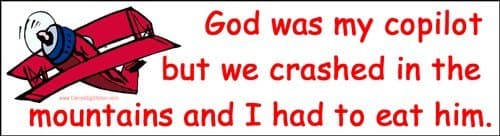 God was My Copilot but We Crashed in The Mountains and I Had to Eat Him. Magnetic Bumper Sticker