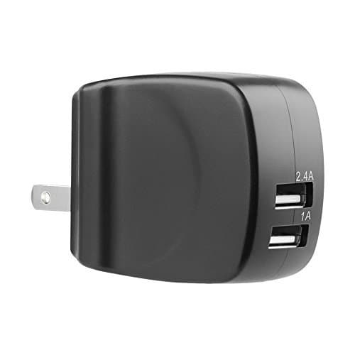 ICV Powerful 3.4a 17w Dual USB Travel Wall Charger Adapter with Smart Chip Control, Interchangeable Ac Plugs, Fit for Tablet Pc,smartphones, Cell Phones, Galaxy Tablets (Black)