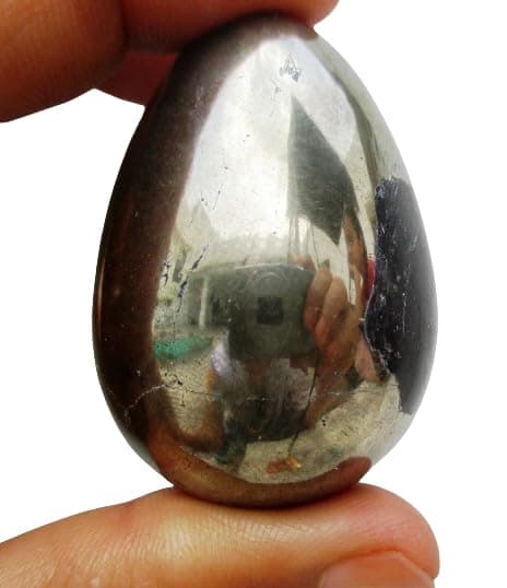 Pyrite Egg Massage Egg, Decorative Egg, Gift Egg with Reiki Infused worth $30 and With Gift Bag for Chakra Healing, Tantra Healing, Gemstone Healing
