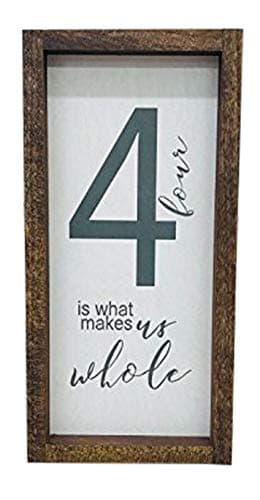 Rustic Farmhouse Family of 4 Sign with Frame - Printed on Wood for a Complete and Stylish Look 6" x 12"