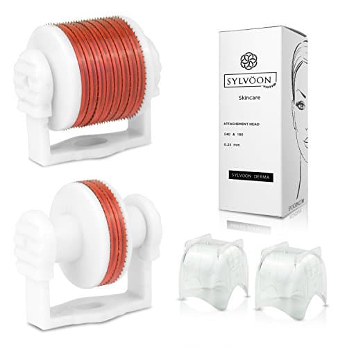 Derma Roller Refills 0.25mm - Microneedle Roller Attachment Head Replacement Kit - Refill Only, 540 & 180 Titanium Micro Needles Set, Extra Dermaroller Heads