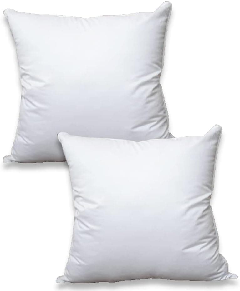 Cushion Inserts Pads (Pack of 2) 45 x 45 cm (18x18 Inches) - White Hollowfibre Bounce Back Cushion Inner - Plump Square Cushion Pads for Sofa, Couch & Decorative Pillow Fillers – Made in UK