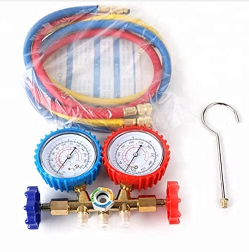 Manifold Pressure Gauge for R-22, R-12, R-134A & R-502 | Refrigerant Testing, Charging, Evacuation Tool for Air Condition