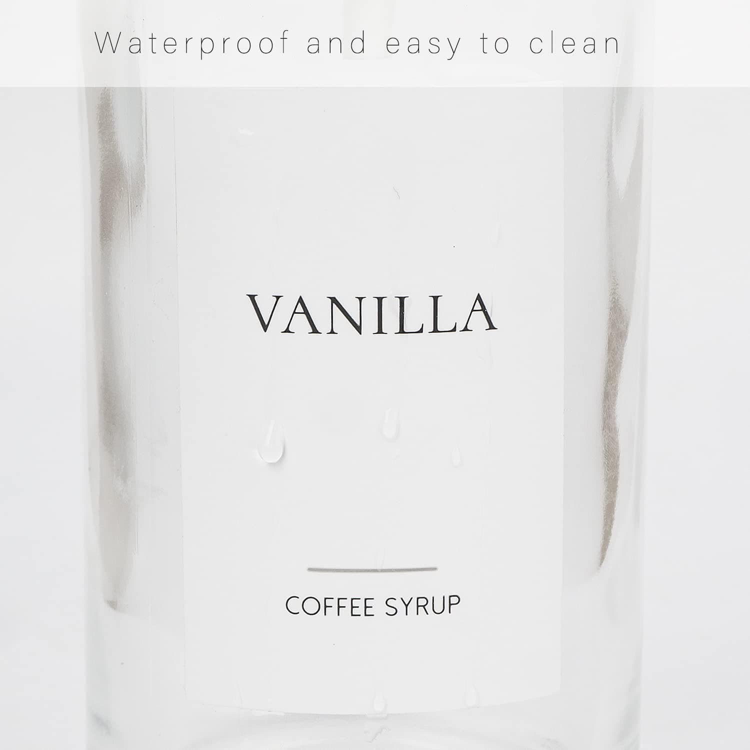 Coffee Syrup Labels Set for Coffee Bar Organization Custom Labels for Coffee Station Water-Resistant Modern Minimalist Design (20 Pieces), White, 2x3 inches